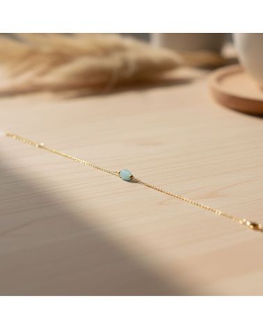 bracelet en plaqué or 18 carats pour femme avec pierre ovale en amazonite