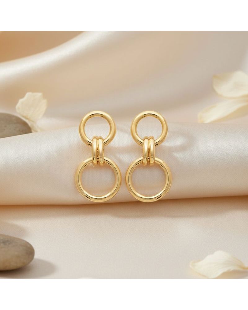 boucles d'oreilles en plaqué or 18 carats double maillon bijou intemporel