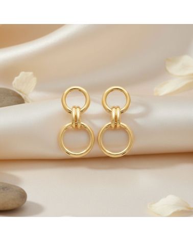 boucles d'oreilles en plaqué or 18 carats double maillon bijou intemporel