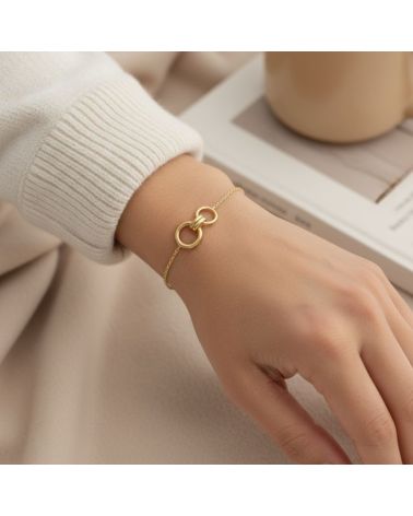 bracelet pour femme en plaqué or 18 carats orné d'un double anneau