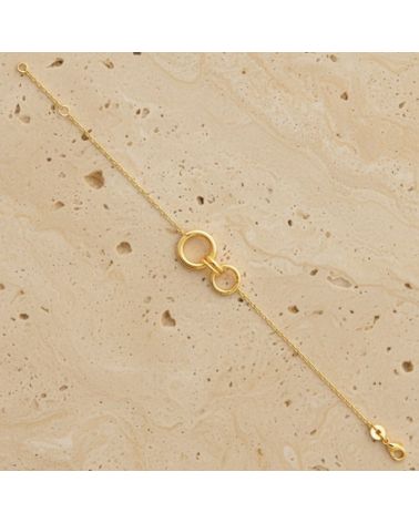 bracelet pour femme en plaqué or 18 carats orné d'un double anneau
