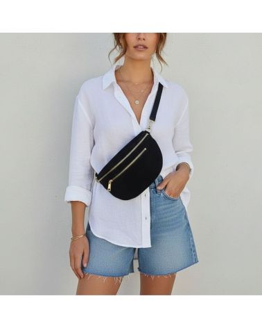 sac banane daim noir style effortless chic