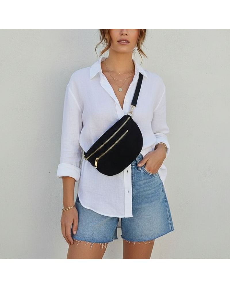 sac banane daim noir style effortless chic