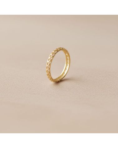 bague fine pour femme plaqué or maille tressée