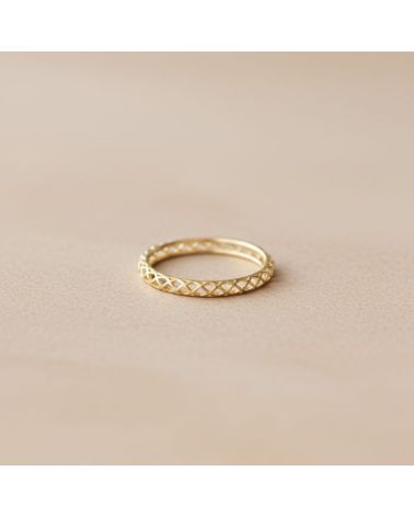 bague fine pour femme plaqué or maille tressée