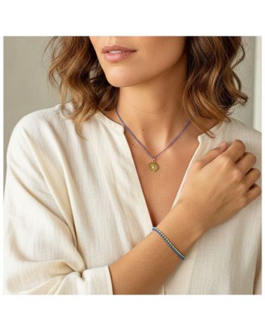 collier perles émail et plaqué or pendentif soleil