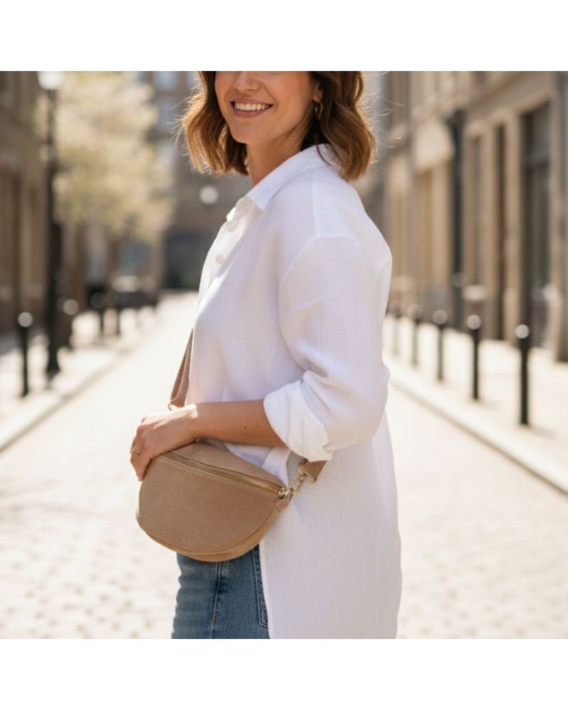 sac banane daim beige