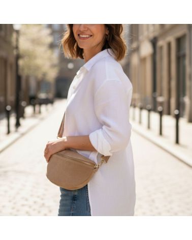 sac banane daim beige