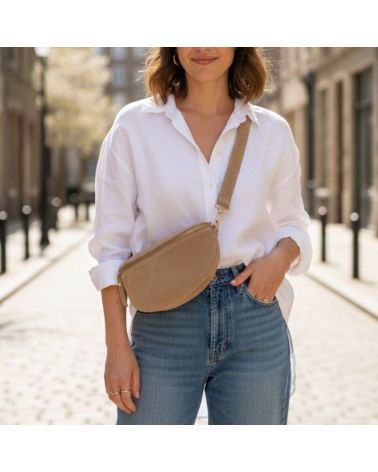 sac banane daim beige