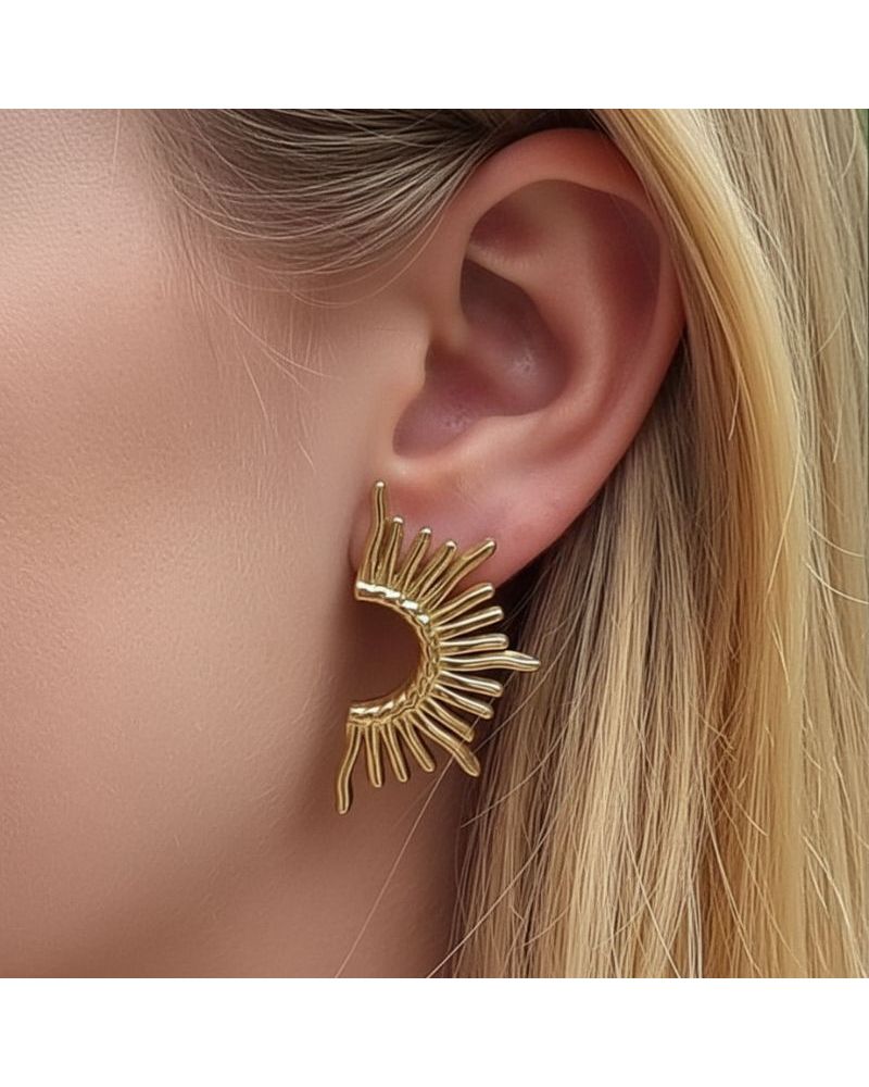 boucles d'oreilles doré demi soleil marque mile mila paris