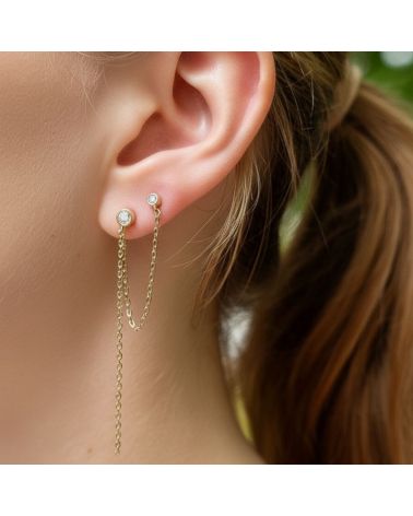 boucle d'oreilles plaqué or double zirconium
