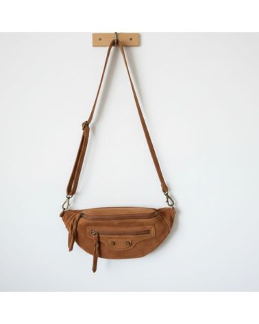 sac banane en daim couleur camel fabrication italienne