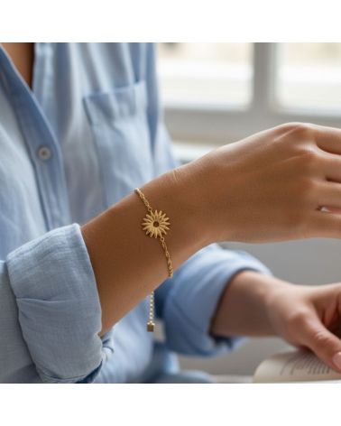 bracelet acier doré marguerite bohm paris
