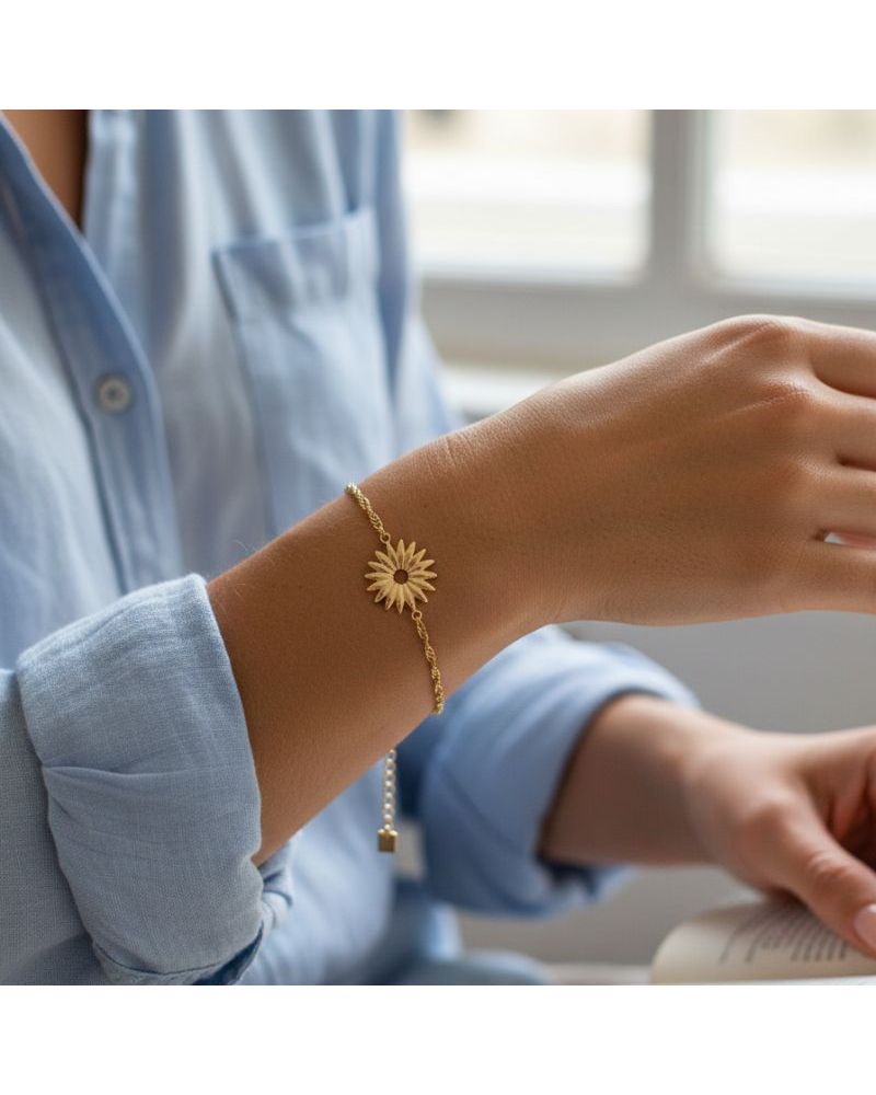 bracelet acier doré marguerite bohm paris