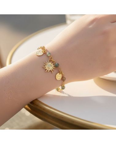 bracelet breloques et pierre turquoise africaine