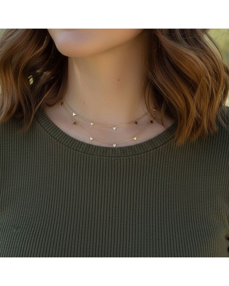collier double rang pampilles triangle