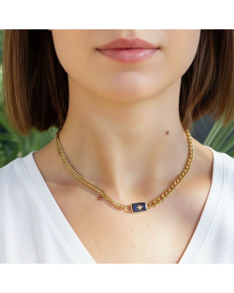 collier maille asymétrique et pendentif constellation bohm paris