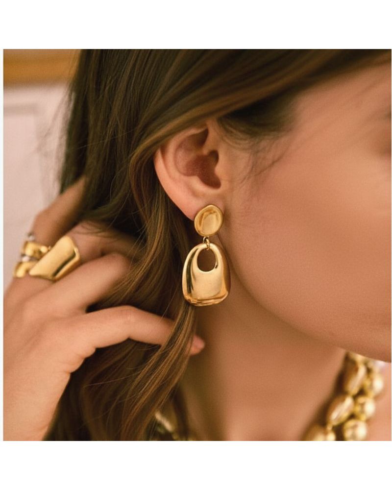 boucles d'oreilles forme rectangle bijou mile mila acier inoxydable