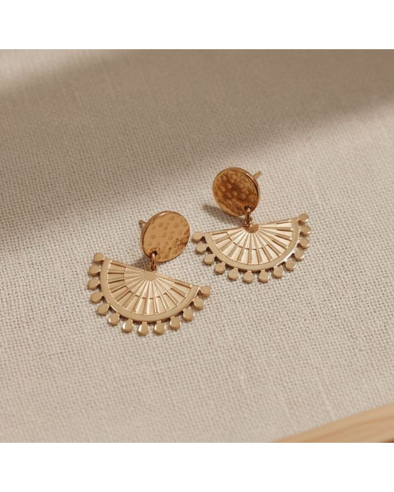 boucles d'oreilles éventail doré mile mila bijoux acier inoxydable