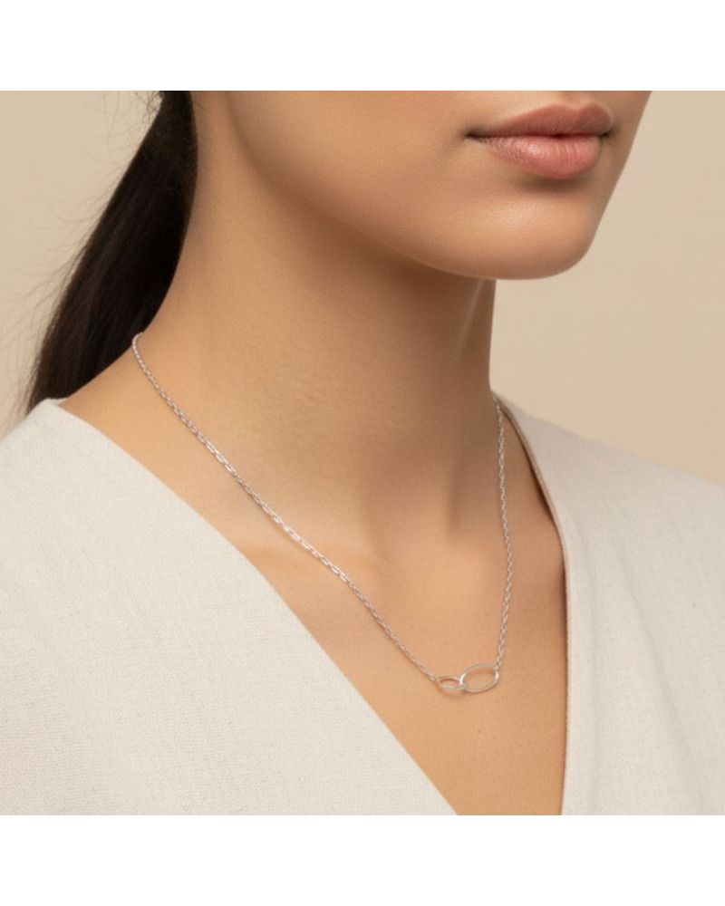 collier argent 925 pendentif double ellipse