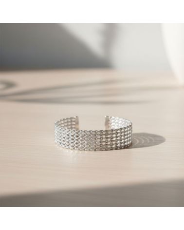 bracelet argent 925 rhodié forme manchette maille chaines pour femme