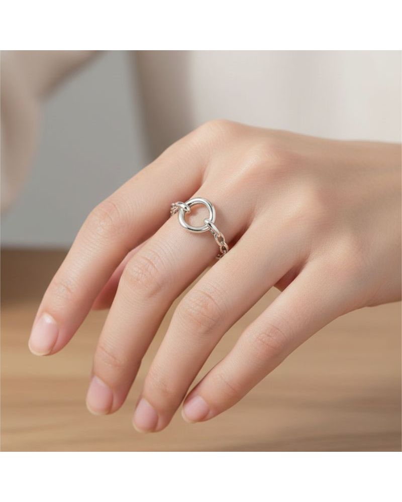 bague pour femme maille et cercle argent 925 rhodié