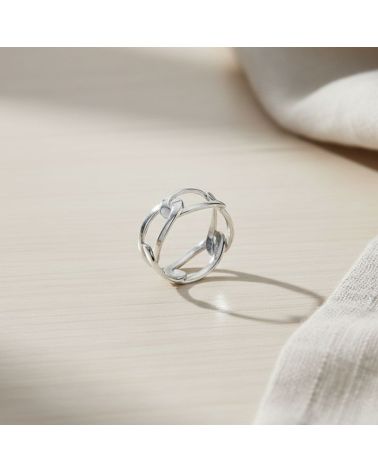 bague pour femme en argent 925 rhodié anneau composé de gros maillons