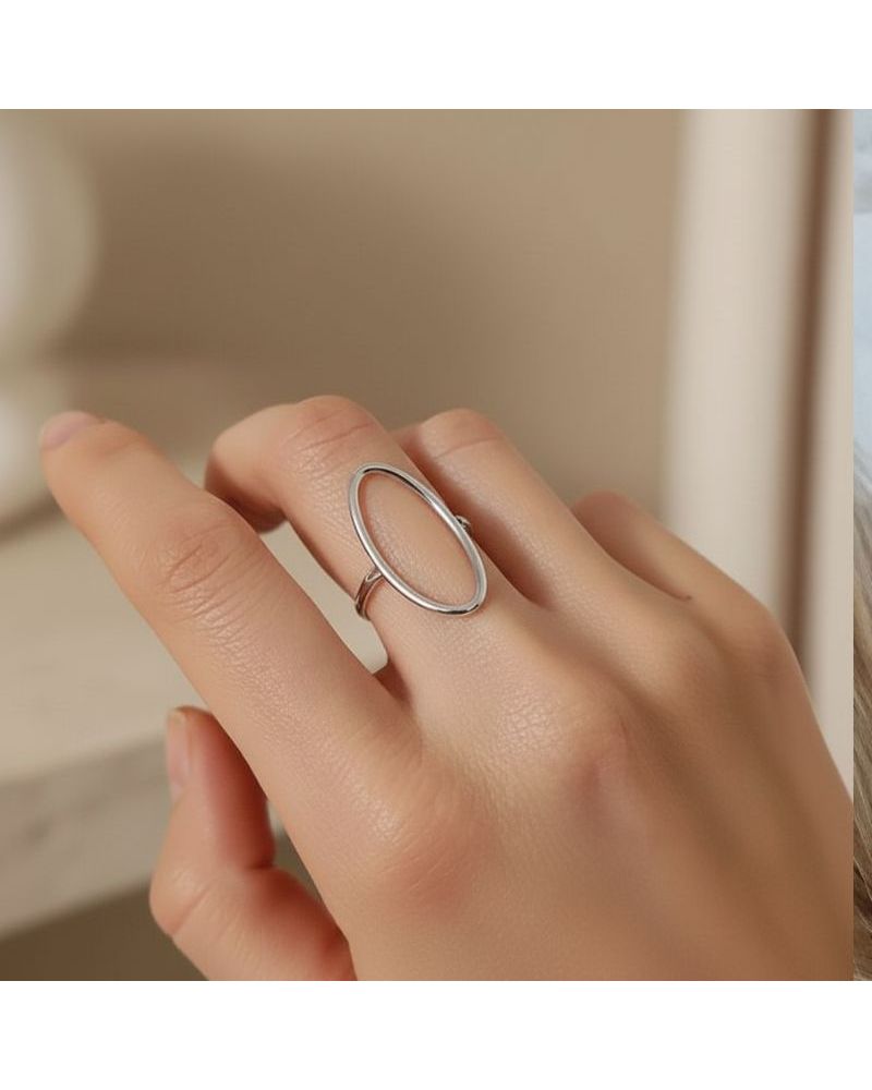 bague pour femme en argent 925 rhodié forme ellipse