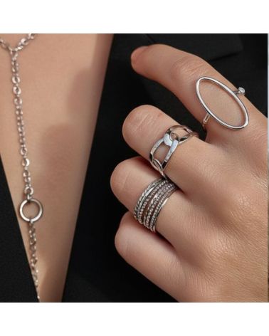 bague pour femme en argent 925 rhodié forme ellipse