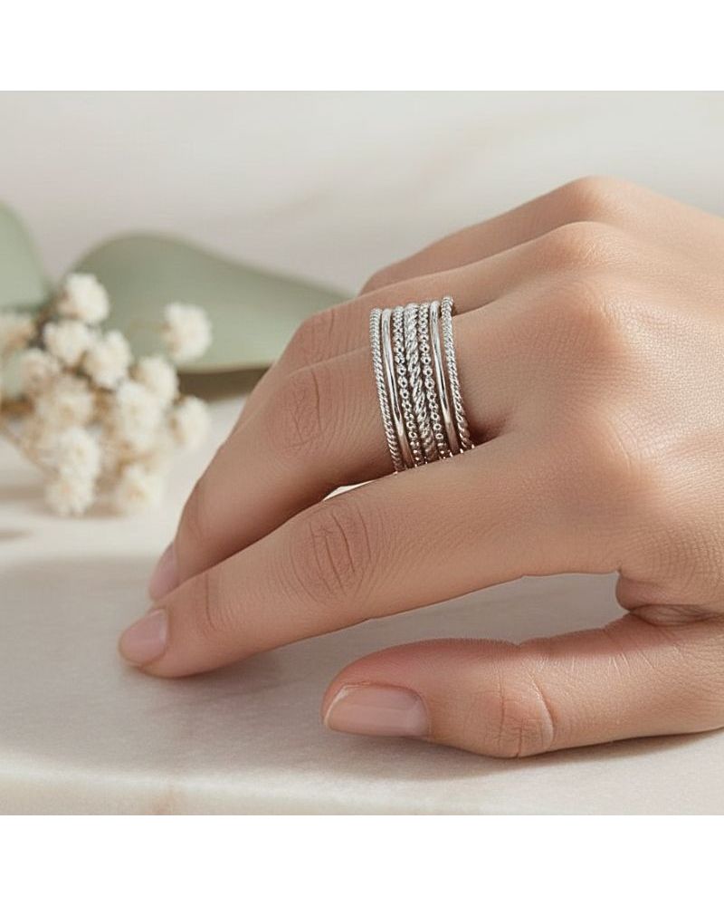 bague anneaux semainier pour femme en argent 925