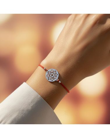 bracelet lien élastique et médaille argent 925 motif arabesque