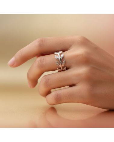 bague pour femme en argent 925 rhodié motif épi