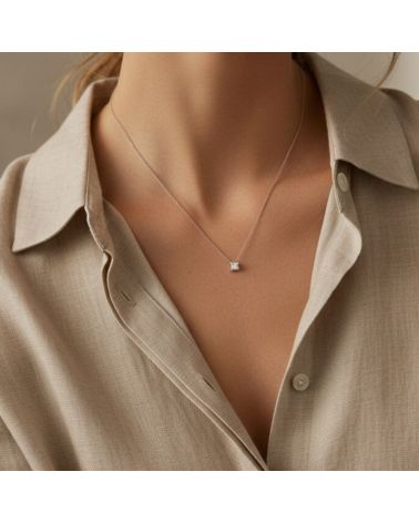 collier ras de cou en argent pendentif oxyde de zirconium