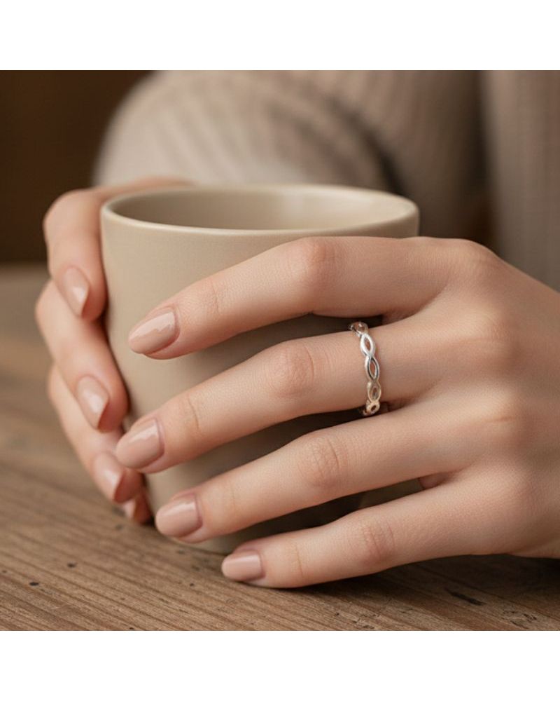 bague pour femme en argent 925 rhodié maille fine ajourée