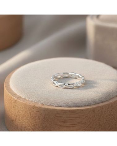 bague pour femme en argent 925 rhodié maille fine ajourée