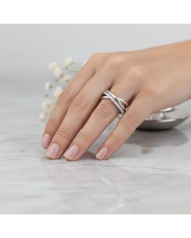 Bague argent 925 anneaux croisés zircon