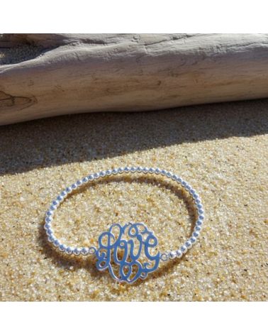 bracelet perles argent 925 médaille arabesque LOVE