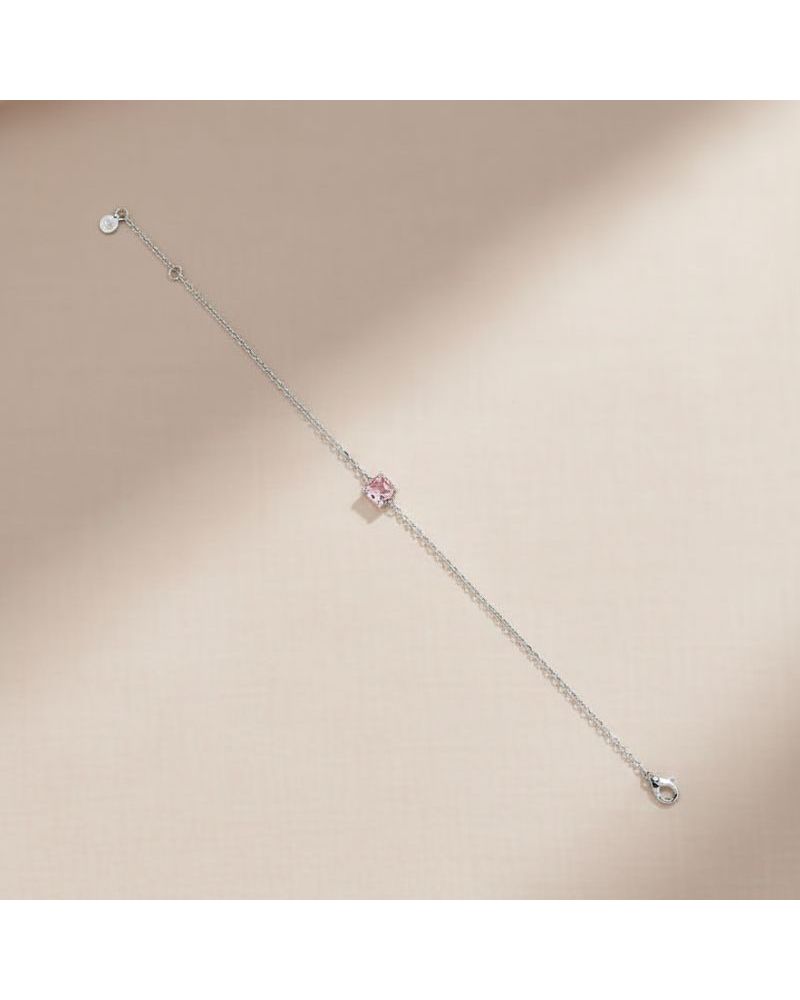 Bracelet argent 925 pierre teintée morganite