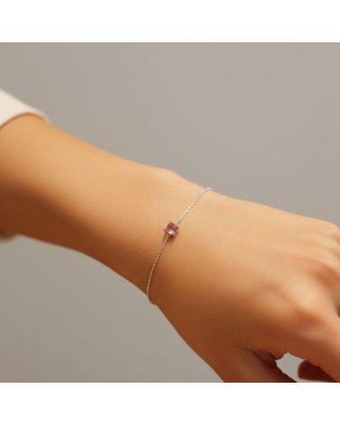 Bracelet argent 925 pierre teintée morganite
