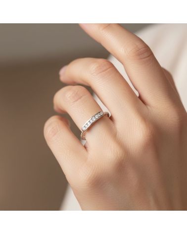 bague pour femme en argent 925 maille boule et zircon