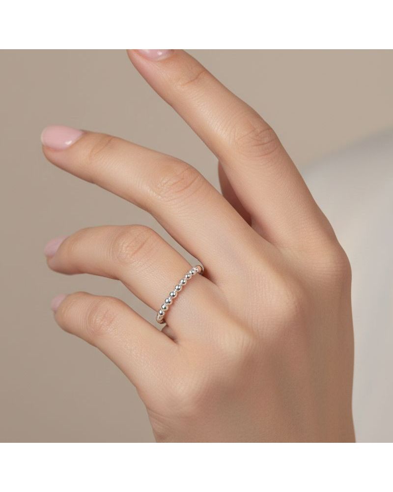 Bague fine maille boule argent 925