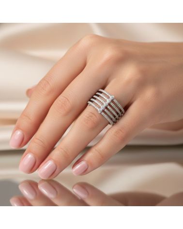 bague en argent 925 6 rangs ornés d'oxyde de zirconium
