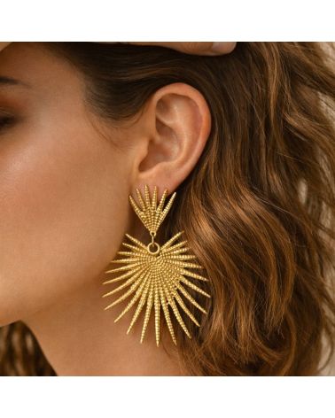 boucles d'oreilles palme dorée création Mile Mila bijou acier