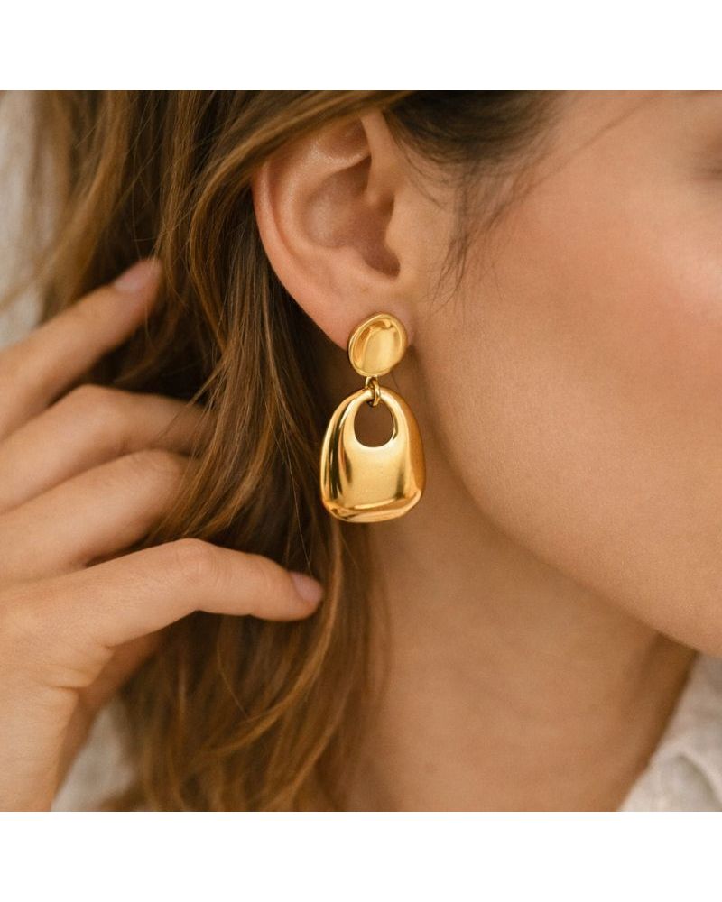 boucles d'oreilles forme rectangle bijou mile mila acier inoxydable