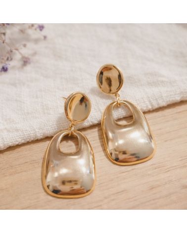 boucles d'oreilles forme rectangle bijou mile mila acier inoxydable