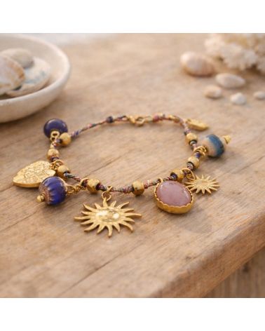 bracelet breloques soleil fil bleu lurex mile mila