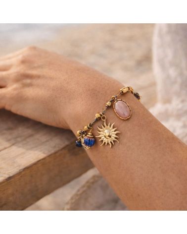 bracelet breloques soleil fil bleu lurex mile mila