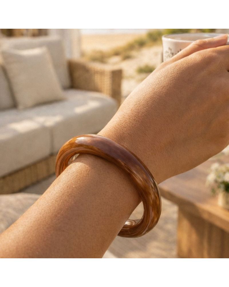 bracelet jonc résine couleur marron camel bijou mile mila