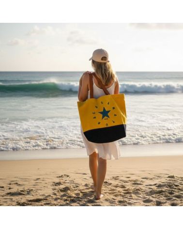 sac de plage toile neuve recyclée imprimé 1992 style vintage chic