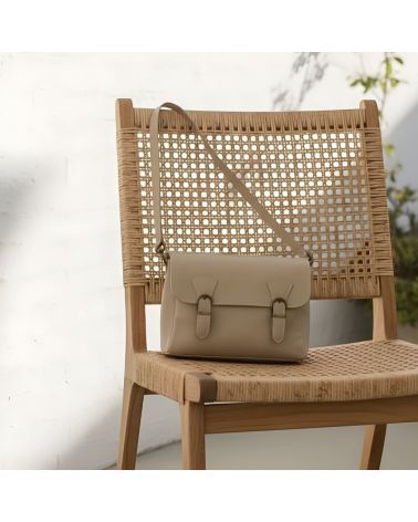 sac besace à bandoulière cuir pleine fleur couleur beige